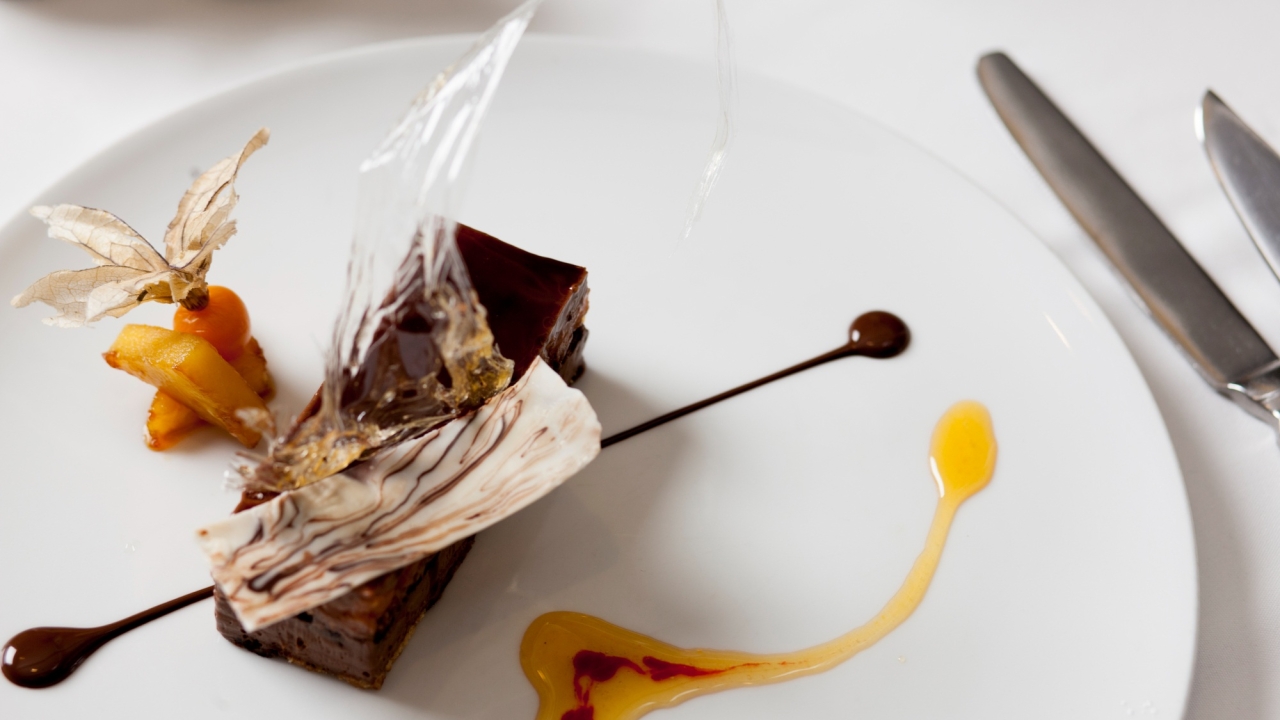 an elegantly plated dessert