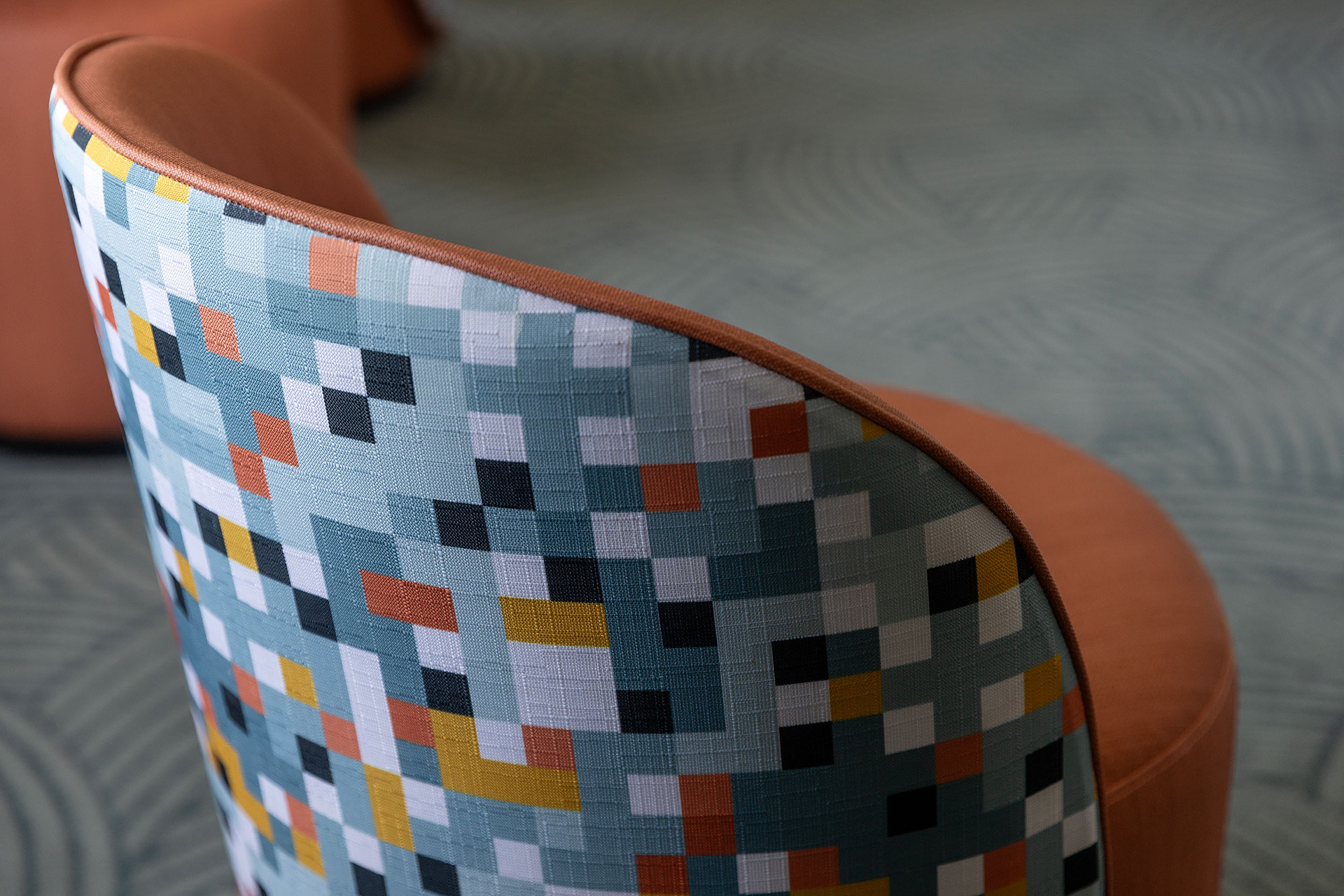 chair with a textured square pattern