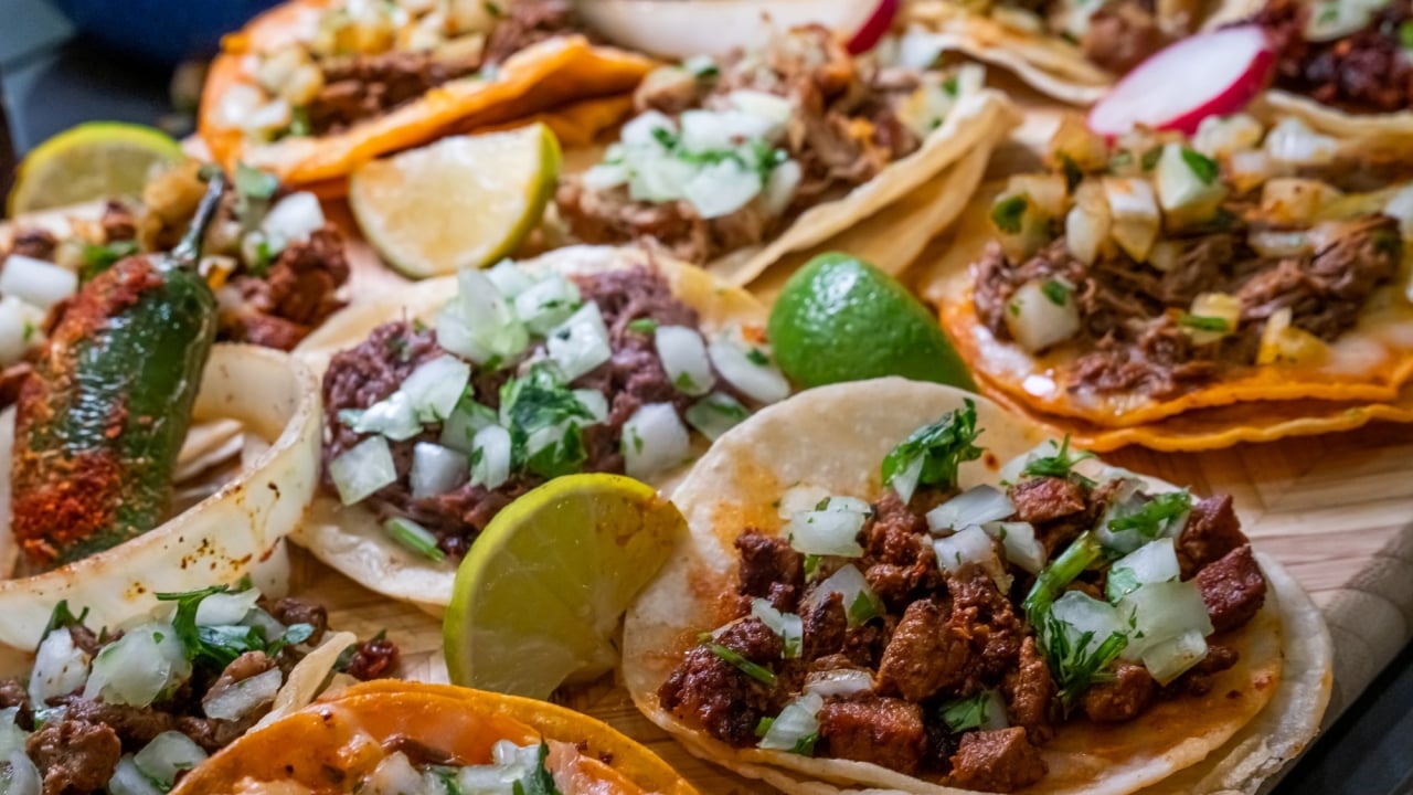 Soft-shelled tacos filled with fresh ingredients
