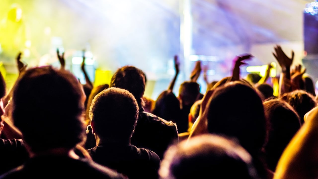 a crowd at a music festival