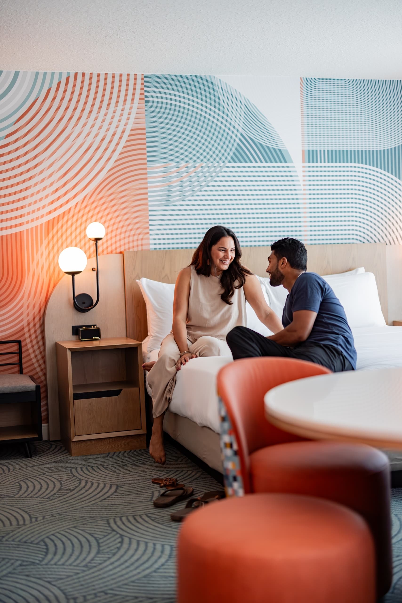 Couple in hotel room